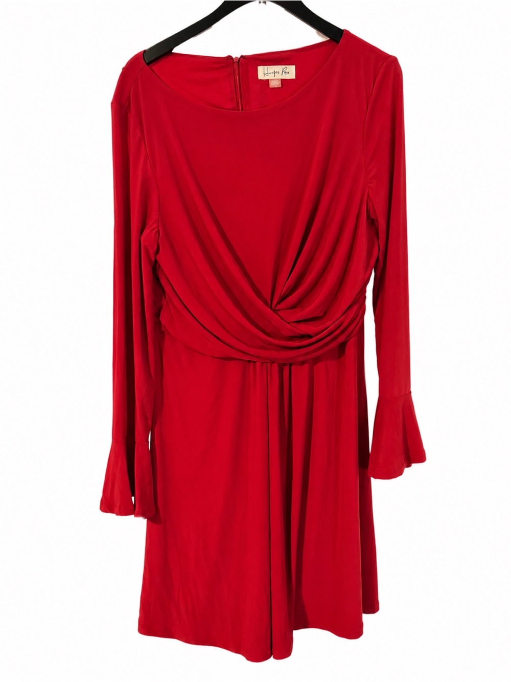 Harper Rose Red Draped Bell Sleeve Dress | Size 16